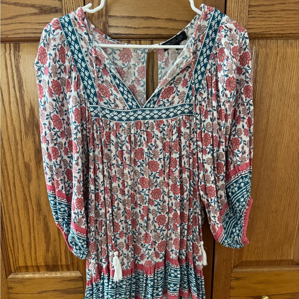Rachel Zoe Floral Dress with Red and Blue Hues